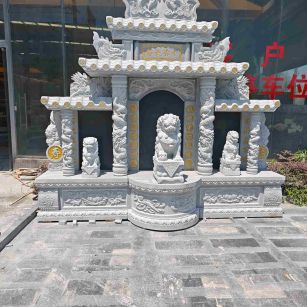 六盘水芝麻白中国黑石材套墓 花岗岩墓碑
